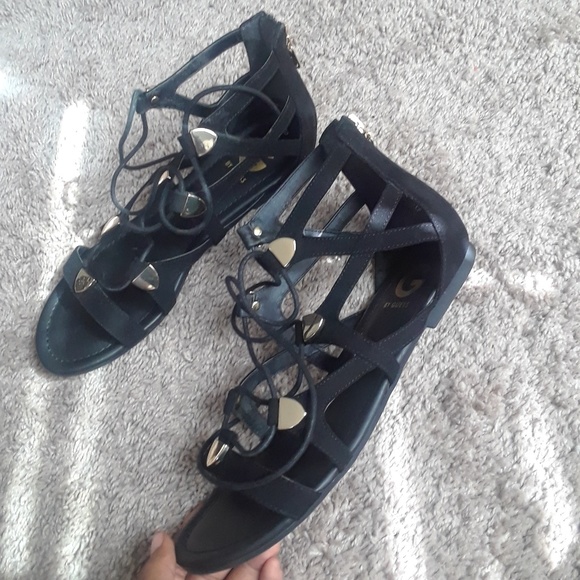 G by GUESS Black Lace Up Lewy Gladiator Sandal - Picture 2 of 3